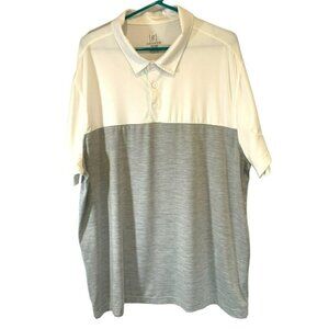 George Men's Golf 3-Button Short Sleeve Polo Shirt Colorblock Gray White Sz XXL